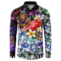 Personalized Brisbane Lions Football Button Sweatshirt Tropical Hibiscus Flowers - Pacific Fusion Style