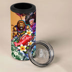 Personalized Brisbane Lions Football 4 in 1 Can Cooler Tumbler Tropical Hibiscus Flowers - Pacific Fusion Style