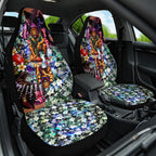 Personalized Brisbane Lions Football Car Seat Cover Tropical Hibiscus Flowers - Pacific Fusion Style