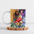 Personalized Brisbane Lions Football Ceramic Mug Tropical Hibiscus Flowers - Pacific Fusion Style