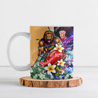 Personalized Brisbane Lions Football Ceramic Mug Tropical Hibiscus Flowers - Pacific Fusion Style