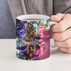 Personalized Brisbane Lions Football Ceramic Mug Tropical Hibiscus Flowers - Pacific Fusion Style