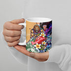 Personalized Brisbane Lions Football Ceramic Mug Tropical Hibiscus Flowers - Pacific Fusion Style