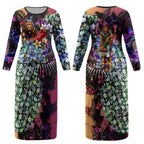 Personalized Brisbane Lions Football Couples Matching Long Sleeve Bodycon Dress and Hawaiian Shirt Tropical Hibiscus Flowers - Pacific Fusion Style