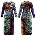 Personalized Brisbane Lions Football Couples Matching Long Sleeve Bodycon Dress and Long Sleeve Button Shirt Tropical Hibiscus Flowers - Pacific Fusion Style
