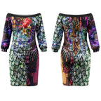 Personalized Brisbane Lions Football Couples Matching Off The Shoulder Long Sleeve Dress and Hawaiian Shirt Tropical Hibiscus Flowers - Pacific Fusion Style