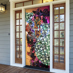 Personalized Brisbane Lions Football Door Cover Tropical Hibiscus Flowers - Pacific Fusion Style