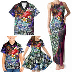 Personalized Brisbane Lions Football Family Matching Tank Maxi Dress and Hawaiian Shirt Tropical Hibiscus Flowers - Pacific Fusion Style