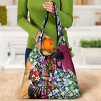 Personalized Brisbane Lions Football Grocery Bag Tropical Hibiscus Flowers - Pacific Fusion Style