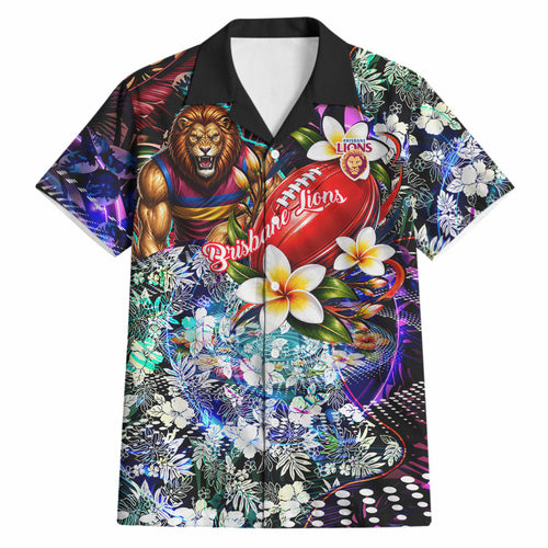 Personalized Brisbane Lions Football Hawaiian Shirt Tropical Hibiscus Flowers - Pacific Fusion Style