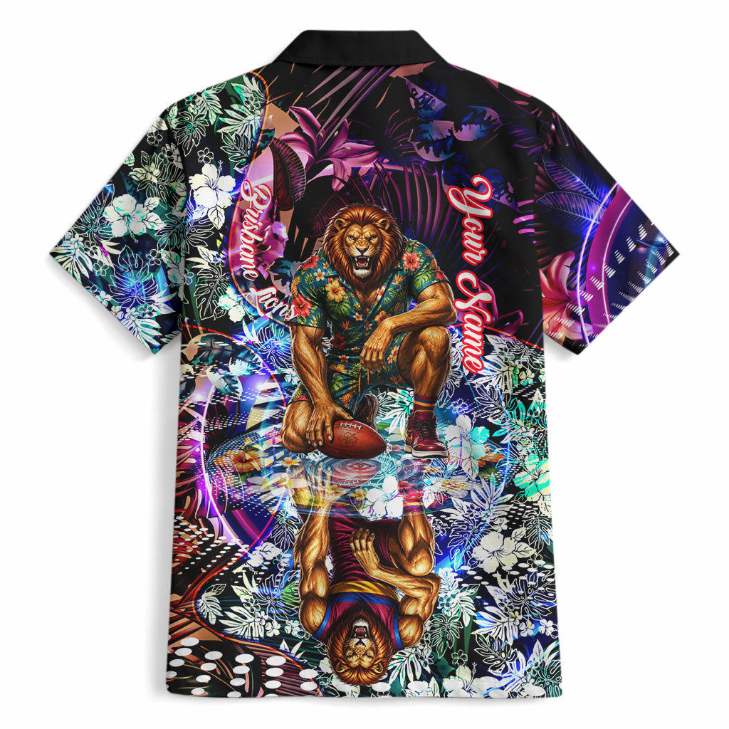Personalized Brisbane Lions Football Hawaiian Shirt Tropical Hibiscus Flowers - Pacific Fusion Style