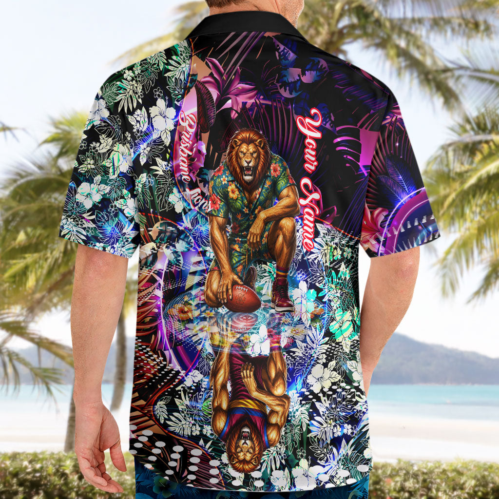Personalized Brisbane Lions Football Hawaiian Shirt Tropical Hibiscus Flowers - Pacific Fusion Style