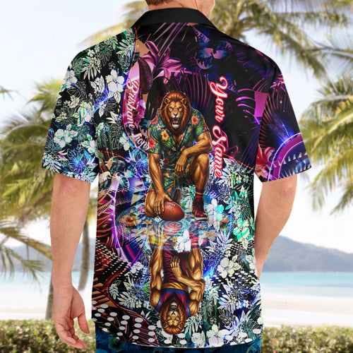 Personalized Brisbane Lions Football Hawaiian Shirt Tropical Hibiscus Flowers - Pacific Fusion Style