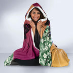 Personalized Brisbane Lions Football Hooded Blanket Tropical Hibiscus Flowers - Pacific Fusion Style