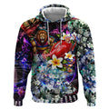 Personalized Brisbane Lions Football Hoodie Tropical Hibiscus Flowers - Pacific Fusion Style