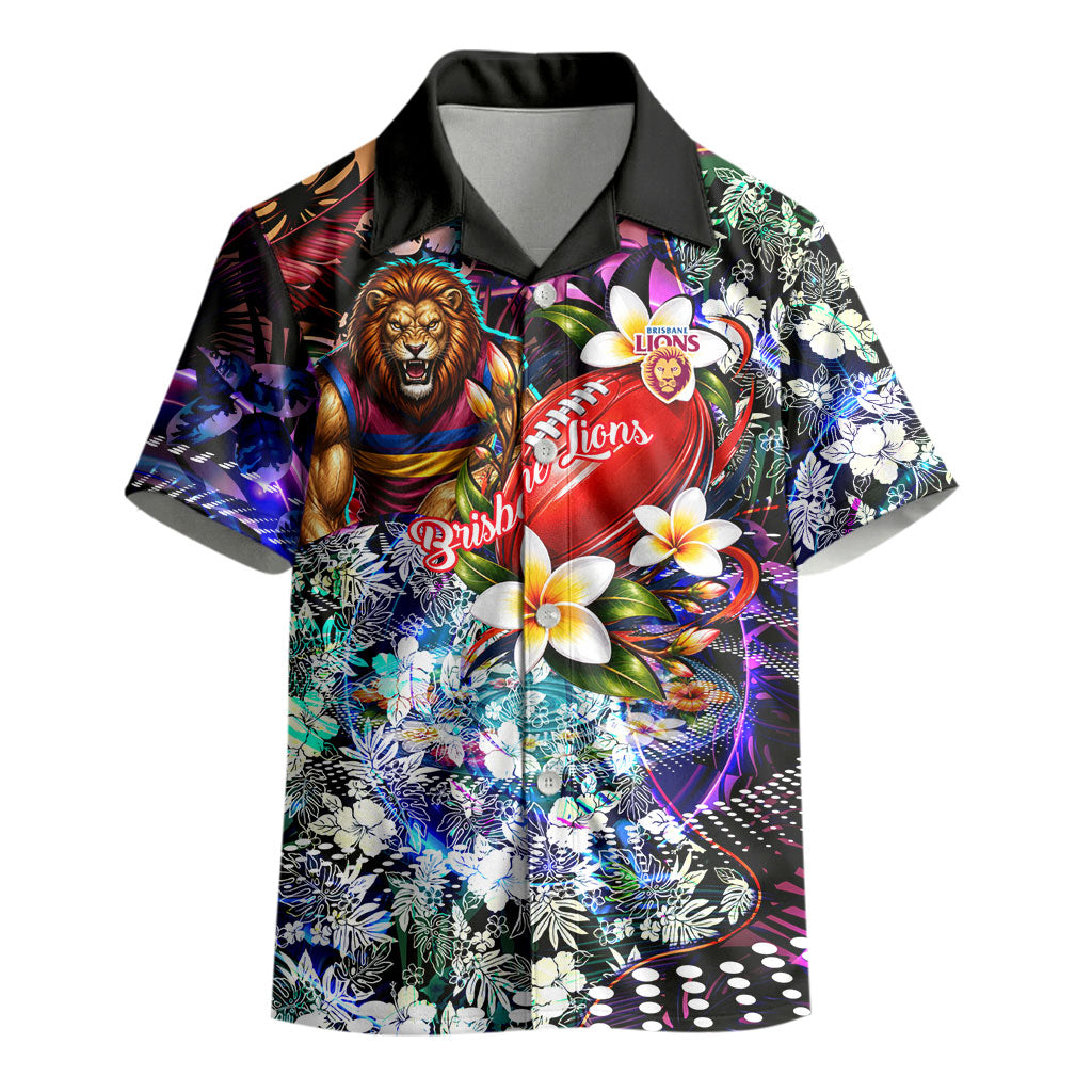 Personalized Brisbane Lions Football Kid Hawaiian Shirt Tropical Hibiscus Flowers - Pacific Fusion Style