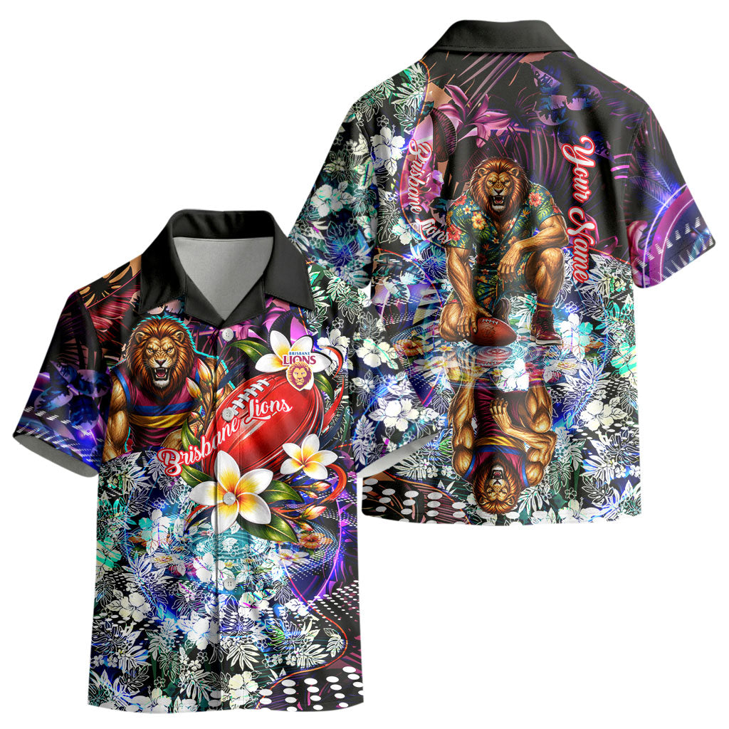 Personalized Brisbane Lions Football Kid Hawaiian Shirt Tropical Hibiscus Flowers - Pacific Fusion Style