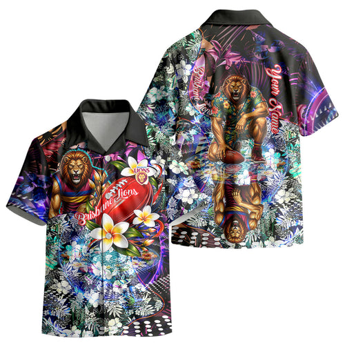 Personalized Brisbane Lions Football Kid Hawaiian Shirt Tropical Hibiscus Flowers - Pacific Fusion Style