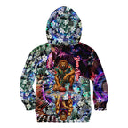 Personalized Brisbane Lions Football Kid Hoodie Tropical Hibiscus Flowers - Pacific Fusion Style