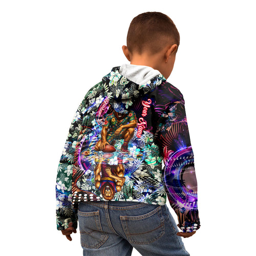 Personalized Brisbane Lions Football Kid Hoodie Tropical Hibiscus Flowers - Pacific Fusion Style