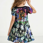 Personalized Brisbane Lions Football Kid Short Sleeve Dress Tropical Hibiscus Flowers - Pacific Fusion Style
