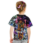 Personalized Brisbane Lions Football Kid T Shirt Tropical Hibiscus Flowers - Pacific Fusion Style