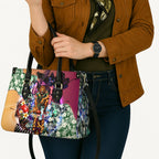 Personalized Brisbane Lions Football Leather Bag Tropical Hibiscus Flowers - Pacific Fusion Style