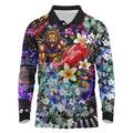 Personalized Brisbane Lions Football Long Sleeve Polo Shirt Tropical Hibiscus Flowers - Pacific Fusion Style