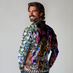 Personalized Brisbane Lions Football Long Sleeve Polo Shirt Tropical Hibiscus Flowers - Pacific Fusion Style