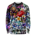 Personalized Brisbane Lions Football Long Sleeve Shirt Tropical Hibiscus Flowers - Pacific Fusion Style
