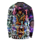 Personalized Brisbane Lions Football Long Sleeve Shirt Tropical Hibiscus Flowers - Pacific Fusion Style