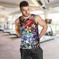 Personalized Brisbane Lions Football Men Tank Top Tropical Hibiscus Flowers - Pacific Fusion Style