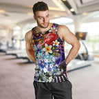 Personalized Brisbane Lions Football Men Tank Top Tropical Hibiscus Flowers - Pacific Fusion Style