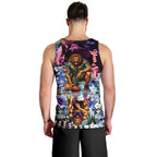 Personalized Brisbane Lions Football Men Tank Top Tropical Hibiscus Flowers - Pacific Fusion Style
