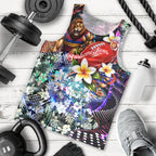 Personalized Brisbane Lions Football Men Tank Top Tropical Hibiscus Flowers - Pacific Fusion Style