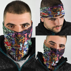 Personalized Brisbane Lions Football Neck Gaiter Tropical Hibiscus Flowers - Pacific Fusion Style
