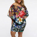 Personalized Brisbane Lions Football Off Shoulder Short Dress Tropical Hibiscus Flowers - Pacific Fusion Style