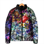 Personalized Brisbane Lions Football Padded Jacket Tropical Hibiscus Flowers - Pacific Fusion Style