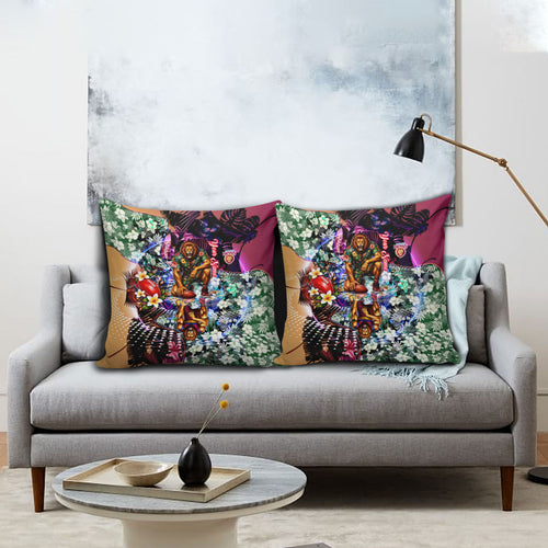 Personalized Brisbane Lions Football Pillow Cover Tropical Hibiscus Flowers - Pacific Fusion Style
