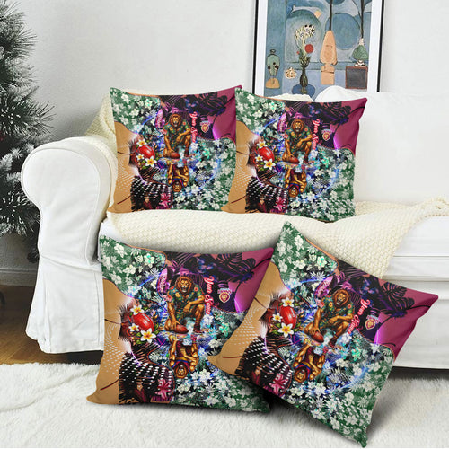 Personalized Brisbane Lions Football Pillow Cover Tropical Hibiscus Flowers - Pacific Fusion Style