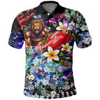 Personalized Brisbane Lions Football Polo Shirt Tropical Hibiscus Flowers - Pacific Fusion Style