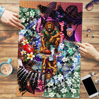 Personalized Brisbane Lions Football Puzzle Tropical Hibiscus Flowers - Pacific Fusion Style