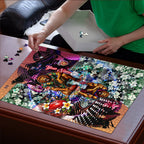 Personalized Brisbane Lions Football Puzzle Tropical Hibiscus Flowers - Pacific Fusion Style