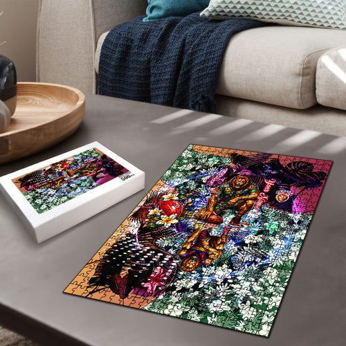 Personalized Brisbane Lions Football Puzzle Tropical Hibiscus Flowers - Pacific Fusion Style