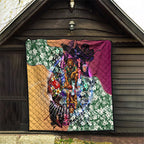 Personalized Brisbane Lions Football Quilt Tropical Hibiscus Flowers - Pacific Fusion Style