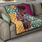 Personalized Brisbane Lions Football Quilt Tropical Hibiscus Flowers - Pacific Fusion Style