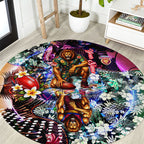 Personalized Brisbane Lions Football Round Carpet Tropical Hibiscus Flowers - Pacific Fusion Style