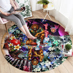Personalized Brisbane Lions Football Round Carpet Tropical Hibiscus Flowers - Pacific Fusion Style