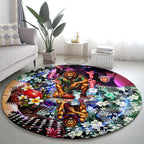 Personalized Brisbane Lions Football Round Carpet Tropical Hibiscus Flowers - Pacific Fusion Style