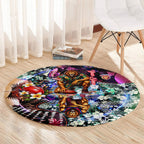 Personalized Brisbane Lions Football Round Carpet Tropical Hibiscus Flowers - Pacific Fusion Style